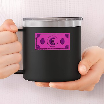 Discover Pink Euro Bill € Bank note Face Mask Bling Bling 14oz Stainless Steel Tumblers