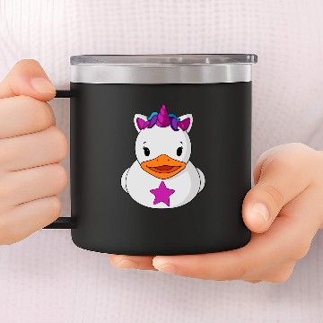 Discover Fancy Unicorn Rubber Duck 14oz Stainless Steel Tumblers