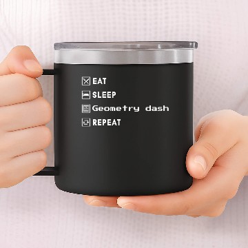 Discover Eat Sleep geometry dash repeat 14oz Stainless Steel Tumblers