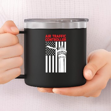 Discover Air Traffic Controller Towers Flag ATC Flight 14oz Stainless Steel Tumblers