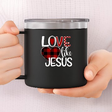 Discover Love Like Jesus Buffalo Plaid Heart 14oz Stainless Steel Tumblers