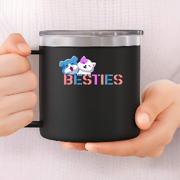 Discover Cute cat and dog best friends, besties 14oz Stainless Steel Tumblers