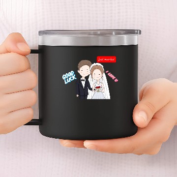 Discover Just married the bride and groom 14oz Stainless Steel Tumblers