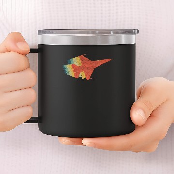 Discover Fighter Jet Retro Vintage Color 14oz Stainless Steel Tumblers