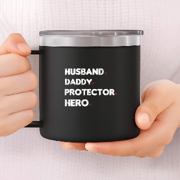 Discover HUSBAND DADDY PROTECTOR HERO Slim Fit 14oz Stainless Steel Tumblers