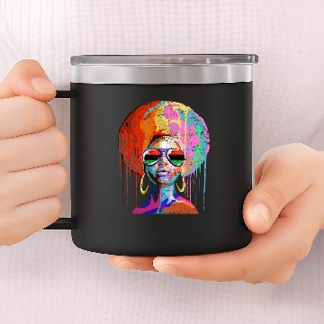 Discover Black Queen Afro Melanin Art 14oz Stainless Steel Tumblers