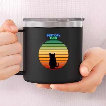 Discover Best day ever - cat sunset 14oz Stainless Steel Tumblers