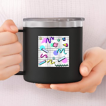 Discover 80s Retro Party Grid 14oz Stainless Steel Tumblers