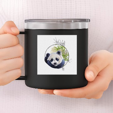 Discover Cute sweet panda with bamboo 14oz Stainless Steel Tumblers
