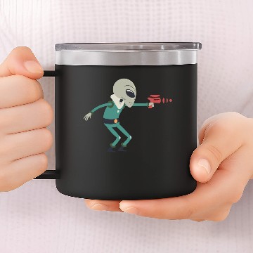 Discover Alien playing with the gun Alien playing with the 14oz Stainless Steel Tumblers