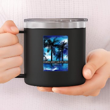 Discover Santa Cruz Beach Family Vacation Souvenir Palm 14oz Stainless Steel Tumblers
