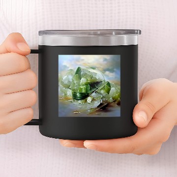 Discover Green quartz crystal gemstone 14oz Stainless Steel Tumblers