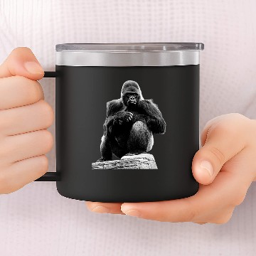 Discover Silverback Gorilla Sitting on Stone Baseball Jerseys 14oz Stainless Steel Tumblers