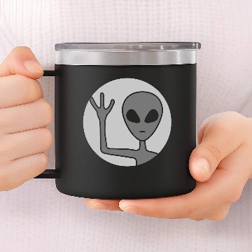 Discover Gray man circle alien 14oz Stainless Steel Tumblers