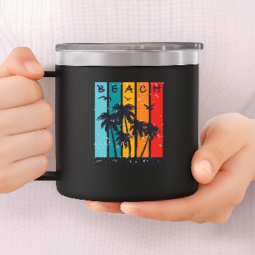 Discover California Beach White 14oz Stainless Steel Tumblers