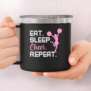 Discover Eat Sleep Cheer Repeat 14oz Stainless Steel Tumblers