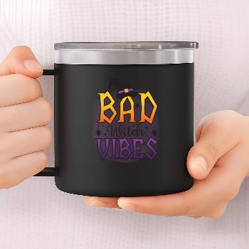 Discover Bad Witch Vibes Halloween 14oz Stainless Steel Tumblers