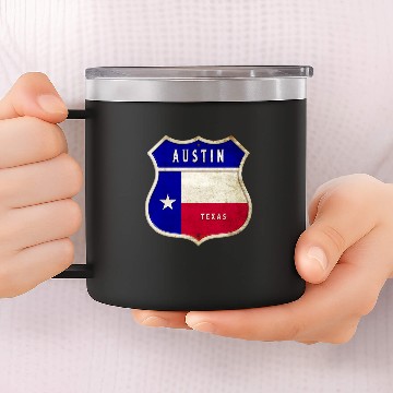 Discover Austin Texas crest flags design 14oz Stainless Steel Tumblers