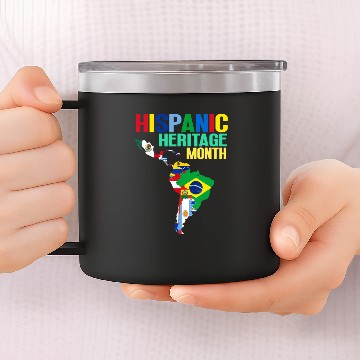 Discover Hispanic Heritage Month Latin Countries Map Flags 14oz Stainless Steel Tumblers