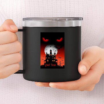 Discover Hallwoeen ghost town 14oz Stainless Steel Tumblers