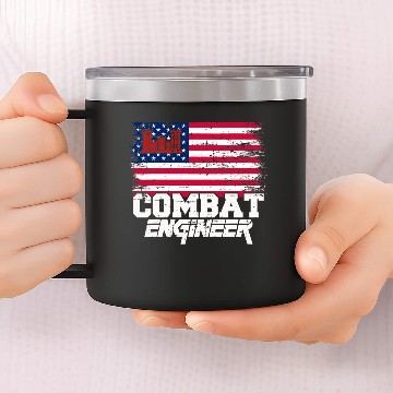 Discover Combat Engineer with American Flag Distressed U S 14oz Stainless Steel Tumblers