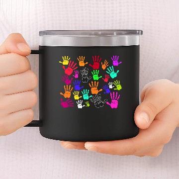 Discover Hands Fitted Print Right And Left 14oz Stainless Steel Tumblers
