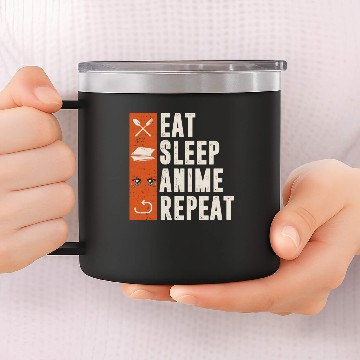 Discover eat sleep anime repeat 14oz Stainless Steel Tumblers