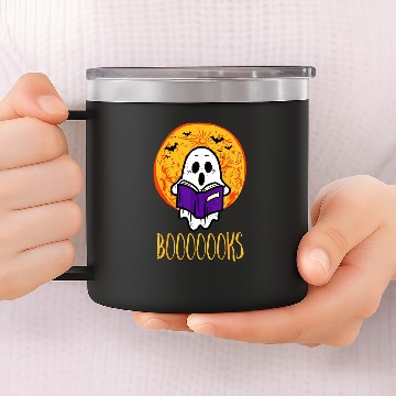 Discover Cute Ghost Book Reading Teacher School Funny Hallo 14oz Stainless Steel Tumblers