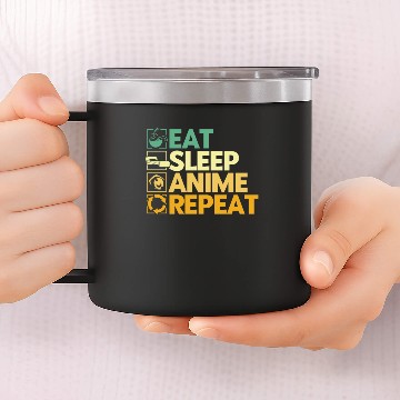Discover Eat Sleep Anime Repeat 14oz Stainless Steel Tumblers