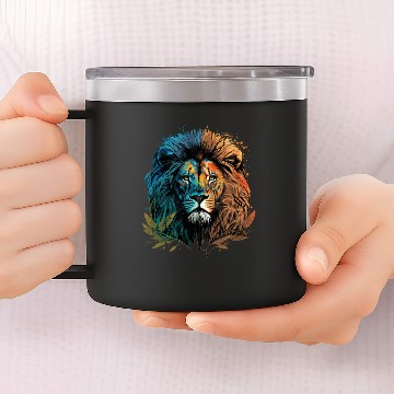 Discover Two Face Lion 14oz Stainless Steel Tumblers