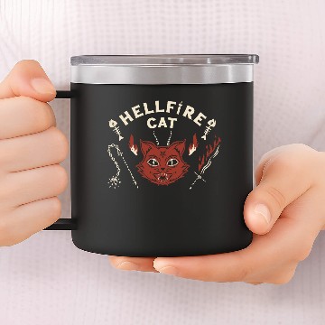 Discover Angry Hellfire Cat 14oz Stainless Steel Tumblers
