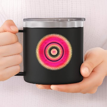 Discover Pink Circle with Inner and Outer Yellow Rays 14oz Stainless Steel Tumblers