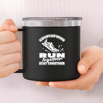 Discover Running Runner Couple 14oz Stainless Steel Tumblers