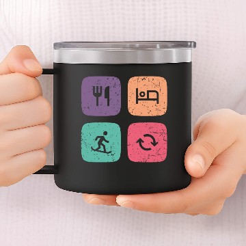 Discover Eat Sleep Snowboarding Repeat Square Vintage 14oz Stainless Steel Tumblers