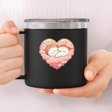 Discover Fun, Kitten Valentines Gift For Him, Unique 14oz Stainless Steel Tumblers