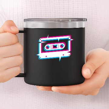 Discover Cassette Tape - Glitch 14oz Stainless Steel Tumblers