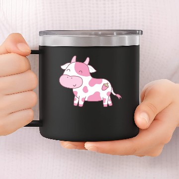 Discover Cute Strawberry Cow 14oz Stainless Steel Tumblers