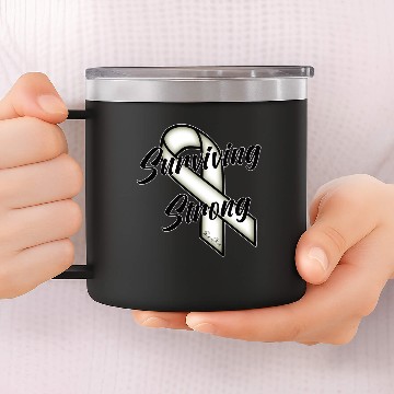 Discover Surviving Strong - Lung Cancer 14oz Stainless Steel Tumblers