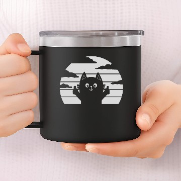 Discover Funny cat middle finger 14oz Stainless Steel Tumblers
