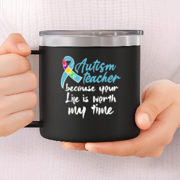 Discover Autism Teacher 14oz Stainless Steel Tumblers