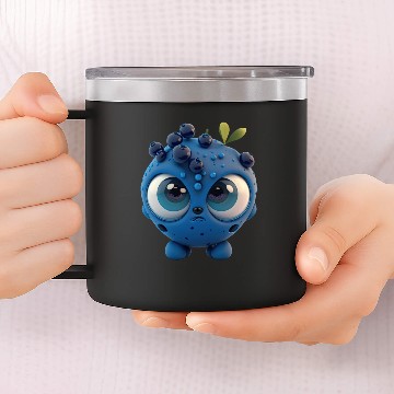 Discover Cute blueberry cartoon character 14oz Stainless Steel Tumblers