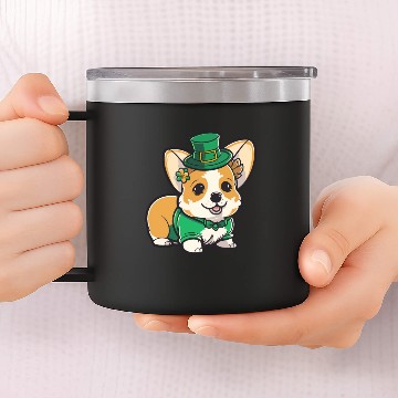 Discover st patricks day - chibi corgi dog 14oz Stainless Steel Tumblers