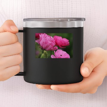 Discover Closeup Deep Peony Pink Ranunculus 14oz Stainless Steel Tumblers
