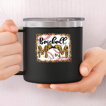 Discover Bleached Softball Baseball Mom Leopard Mothers Day 14oz Stainless Steel Tumblers