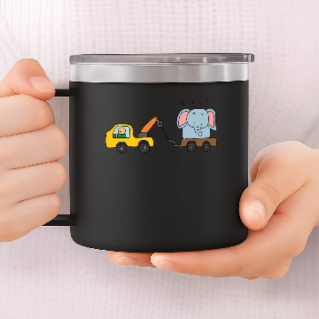 Discover Cute Tow Truck Towing An Elephant 14oz Stainless Steel Tumblers