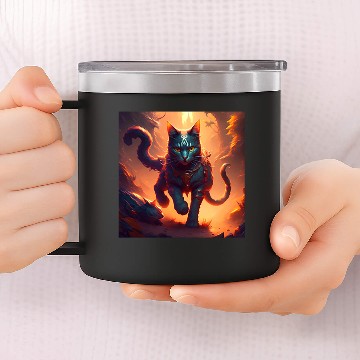 Discover cat on the run 14oz Stainless Steel Tumblers