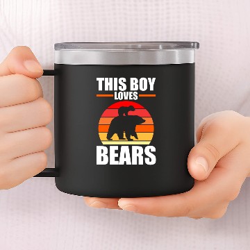 Discover This Boy Loves Bears Bear 14oz Stainless Steel Tumblers