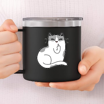 Discover Funny Cat Middle Finger 1 14oz Stainless Steel Tumblers