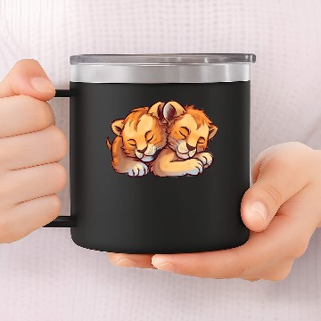 Discover Sleeping Lion Cubs 14oz Stainless Steel Tumblers