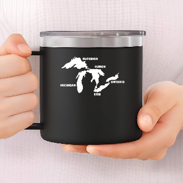 Discover Great Lakes Map 14oz Stainless Steel Tumblers